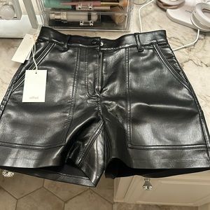 Aritzia Black Leather Shorts